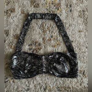 Metallic Stretchy Bandeau Halter Top